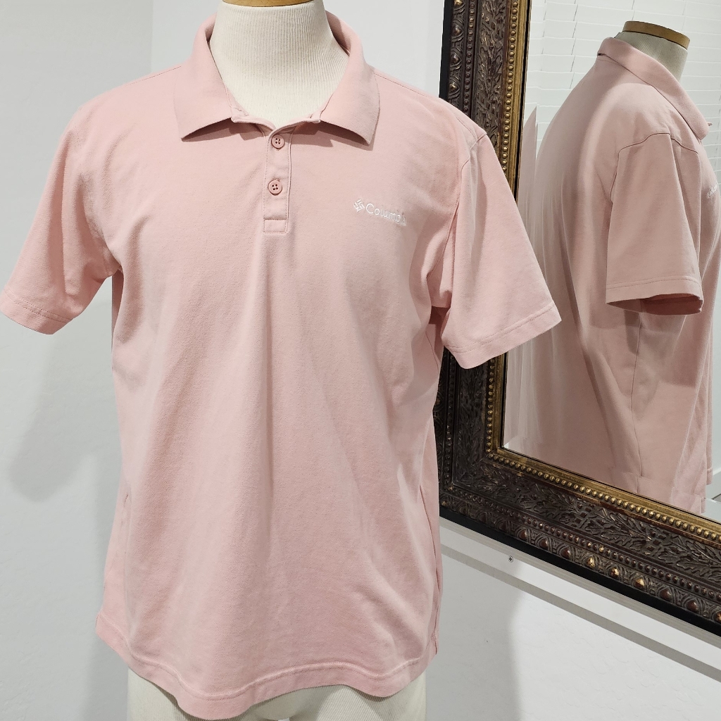 Columbia Men's Light Pink Polo Shirt - Medium